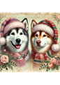 Rice Paper For Decoupage Malamutes In Hats Full Cat. No. 2868