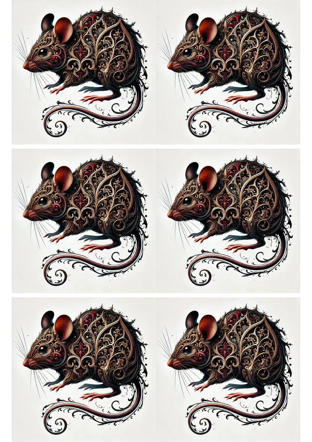 Rice Paper For Decoupage Mouse In Gothic Style Collage, Cat. No. 2122