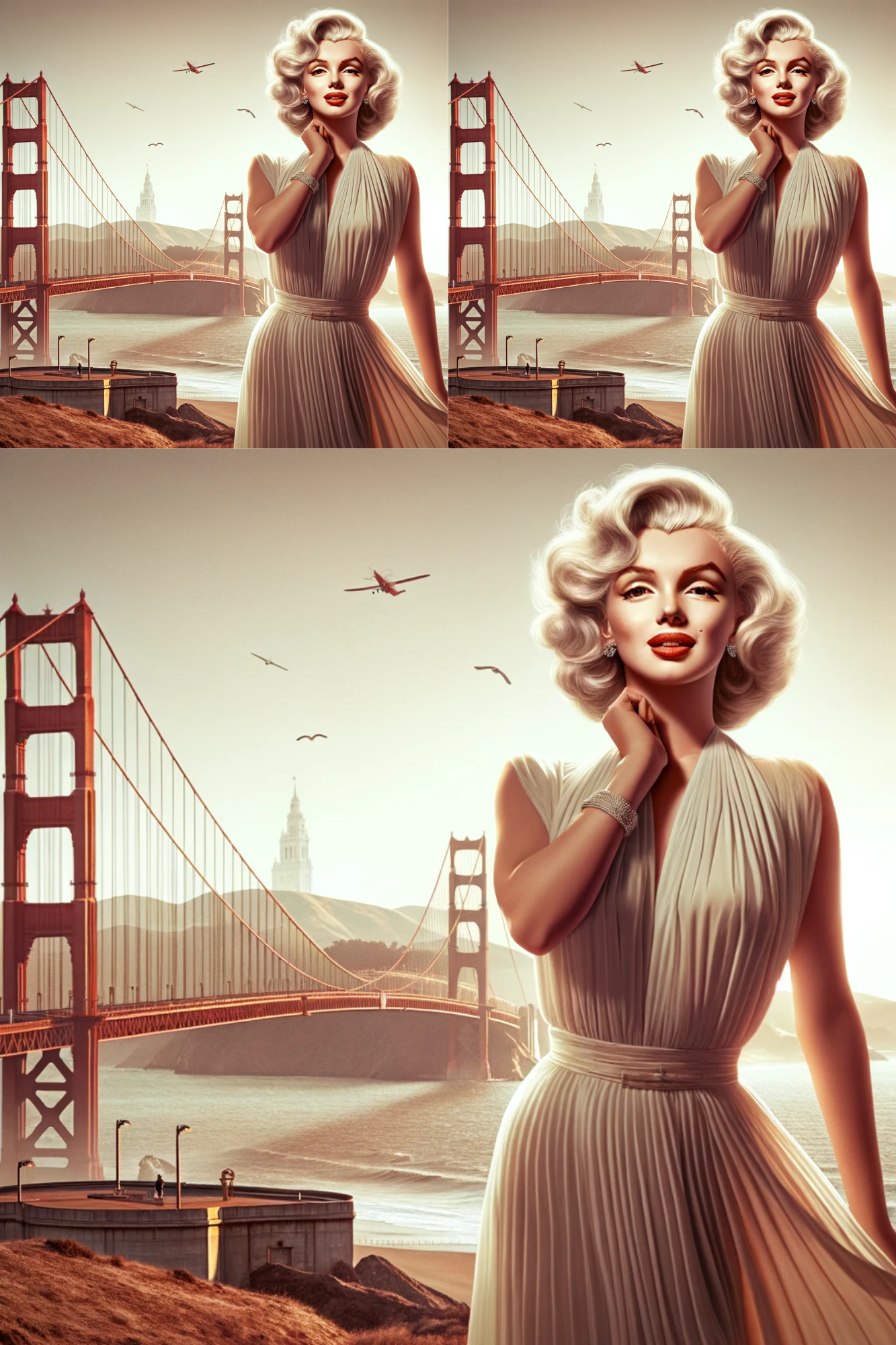 Papel de Arroz para Decoupage Marilyn Monroe y Golden Gate, Cat. No. 04