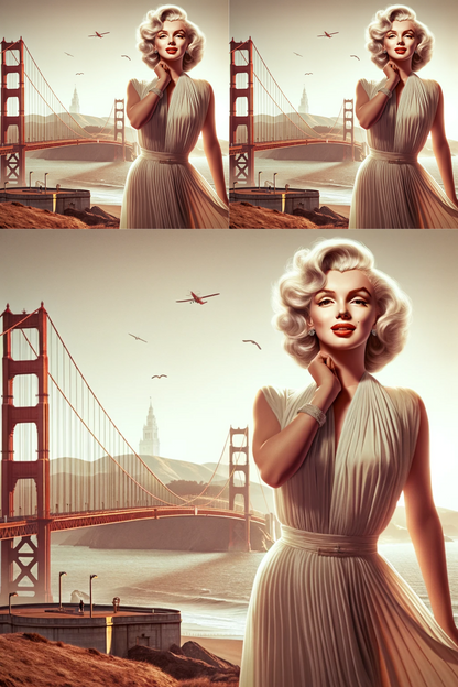 Rice Paper for Decoupage Marilyn Monroe and Golden Gate, Cat. No. 04