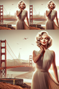 Papel de Arroz para Decoupage Marilyn Monroe y Golden Gate, Cat. No. 04