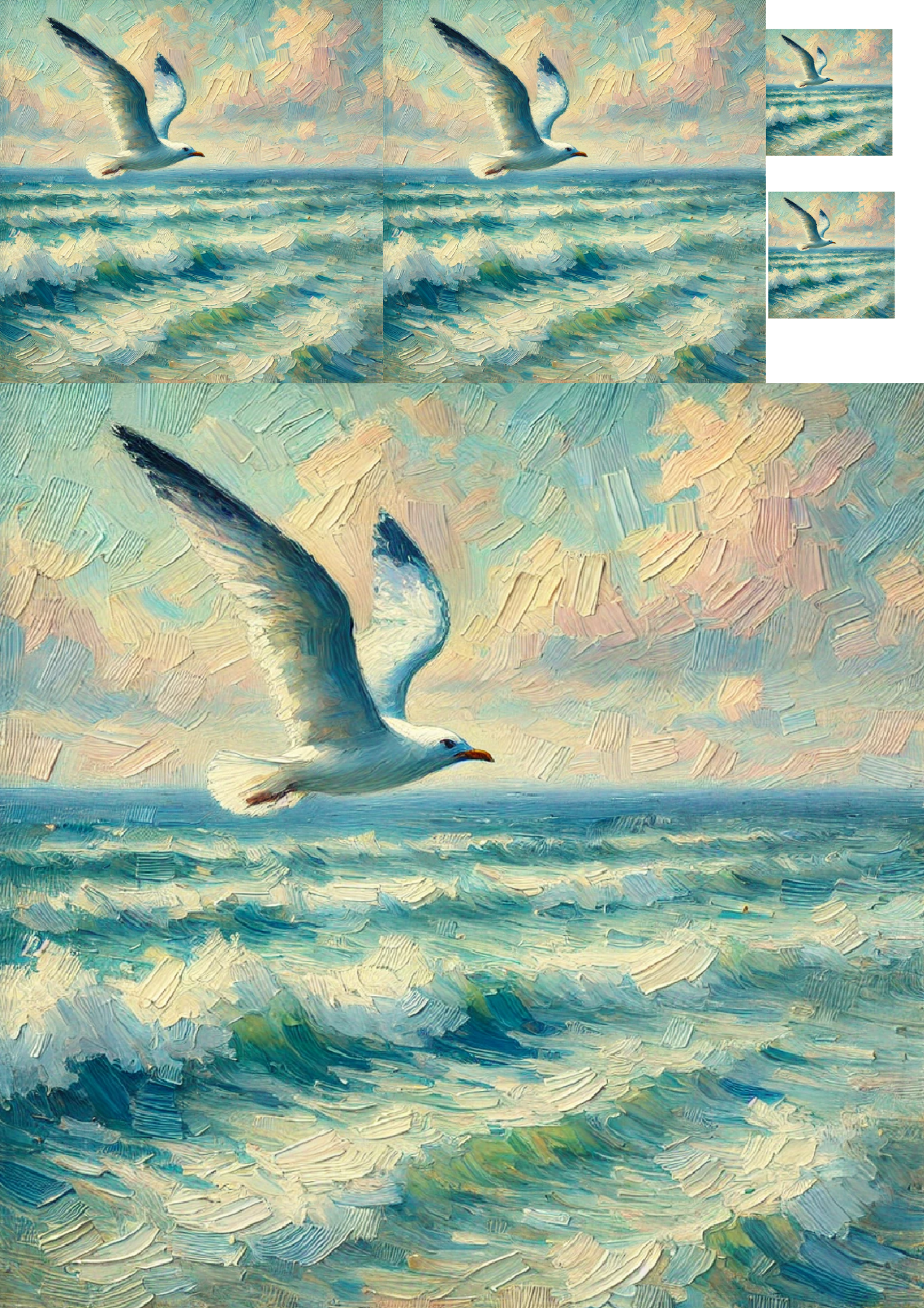 Rice Paper for Decoupage Seagulls by the Sea Impressionism Collage Cat. No. 1339