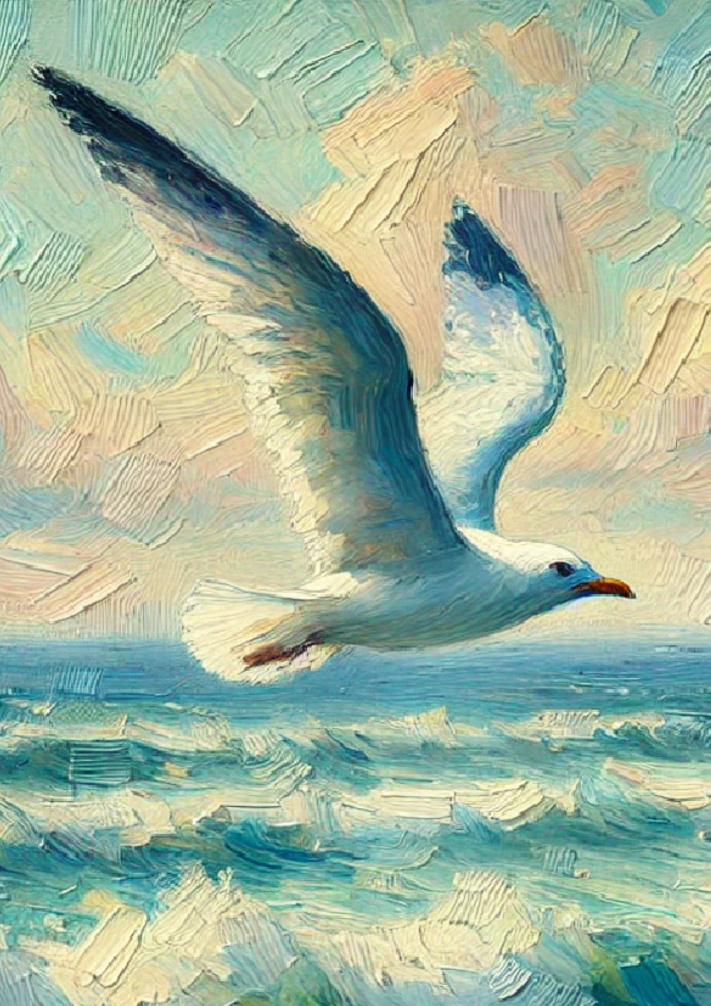 Rice Paper for Decoupage Seagulls by the Sea Impressionism Full Cat. No. 1340