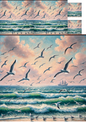 Rice Paper for Decoupage Seagulls By The Sea Collage Cat. No. 1337