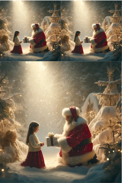 Rice paper for decoupage Santa Claus Forest and Girl Collage, Cat. No. 629