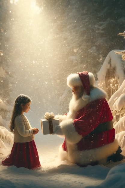 Rice paper for decoupage Santa Claus Forest and the Girl Full, Cat. No. 630