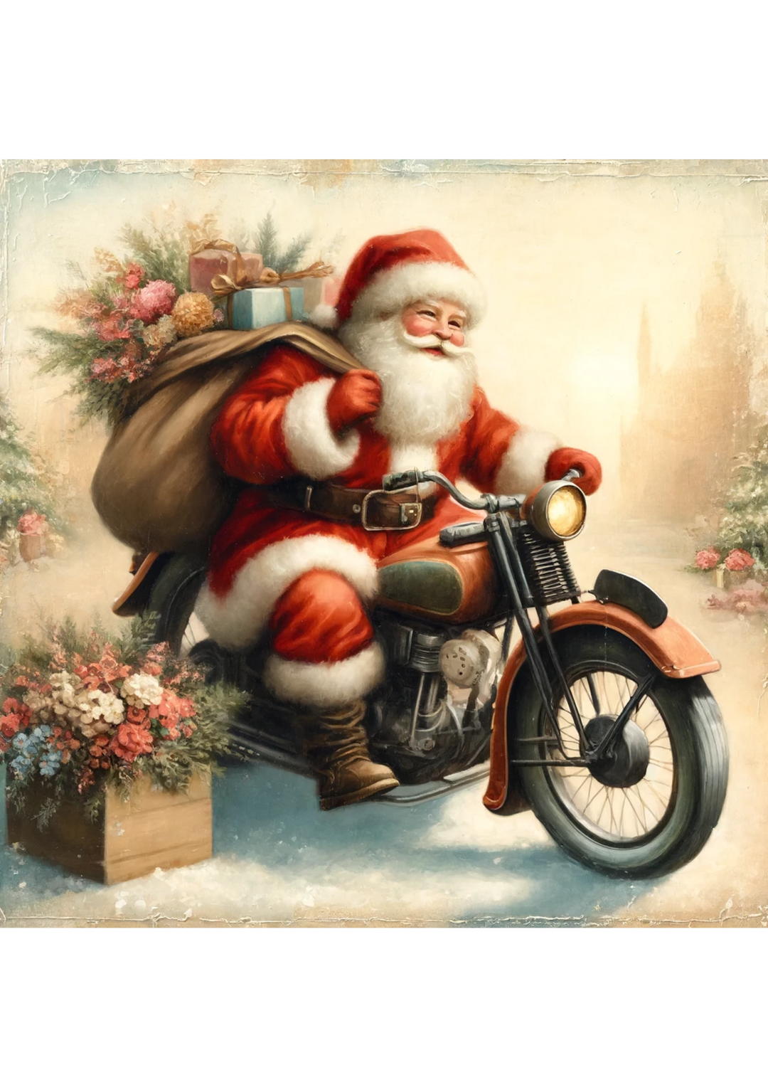 Reispapier für Decoupage, Weihnachtsmann auf Motorrad, voll, Kat. Nr. 2872