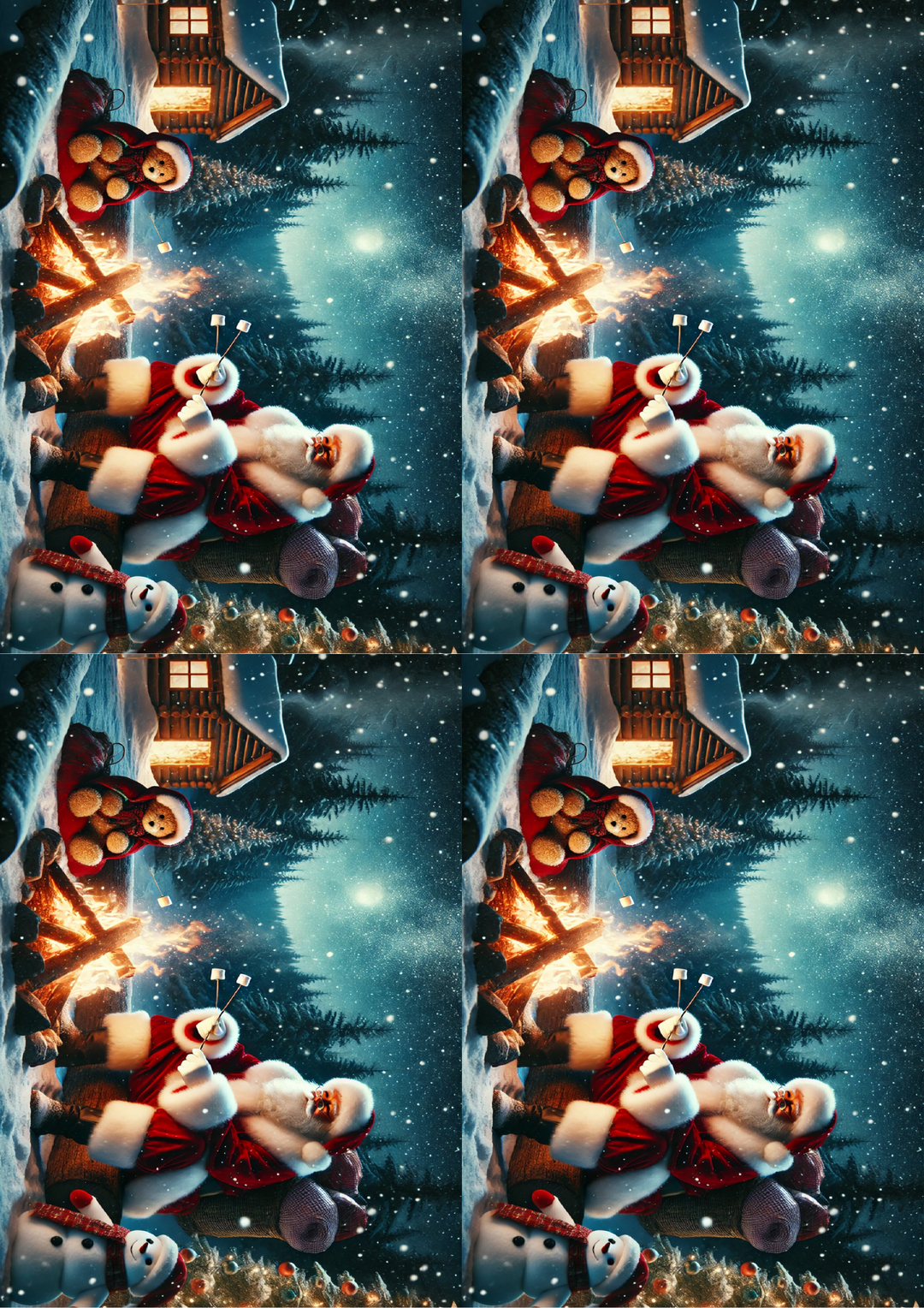 Rice Paper for Decoupage Santa Claus At The Bonfire Collage Cat. No. 1550