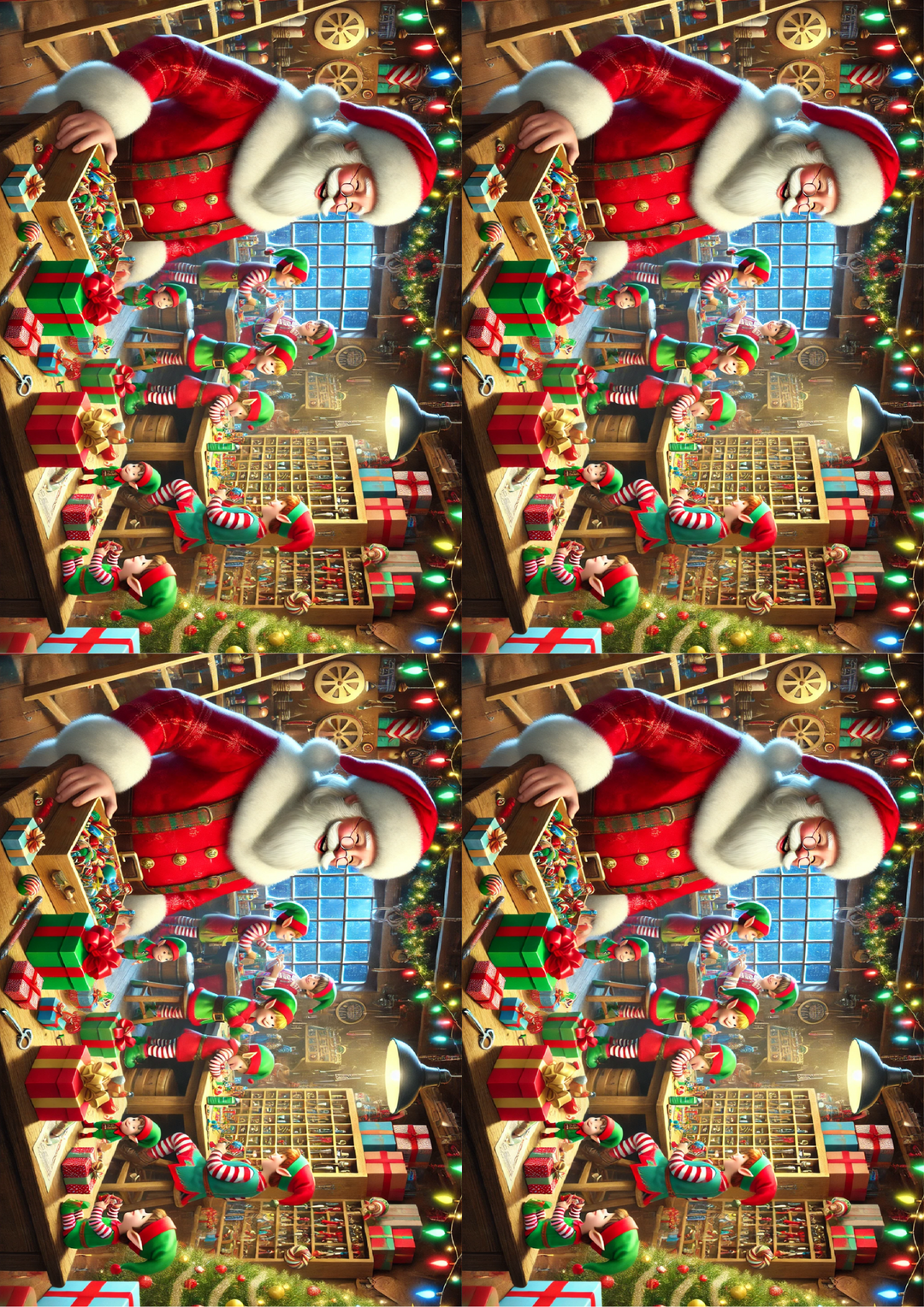 Rice Paper for Decoupage Santa Claus Makes Gifts Collage Cat. No. 1552