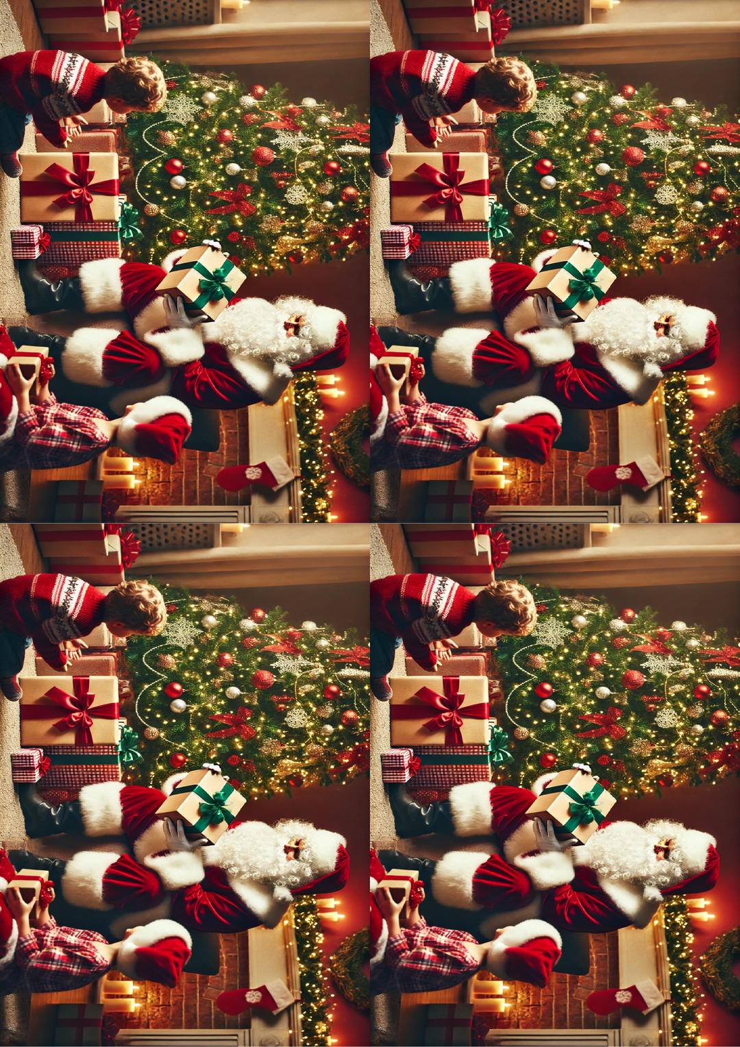 Rice Paper for Decoupage Santa Claus Gives Gifts Collage Cat. No. 1554