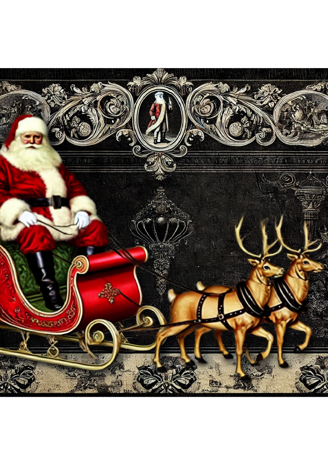 Rice Paper For Decoupage Santa In Sleigh Full, Cat. No. 2139