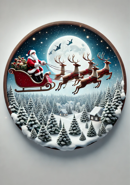 Rice Paper for Decoupage Santa Claus In Sleigh Ovals Full Cat. No. 1559