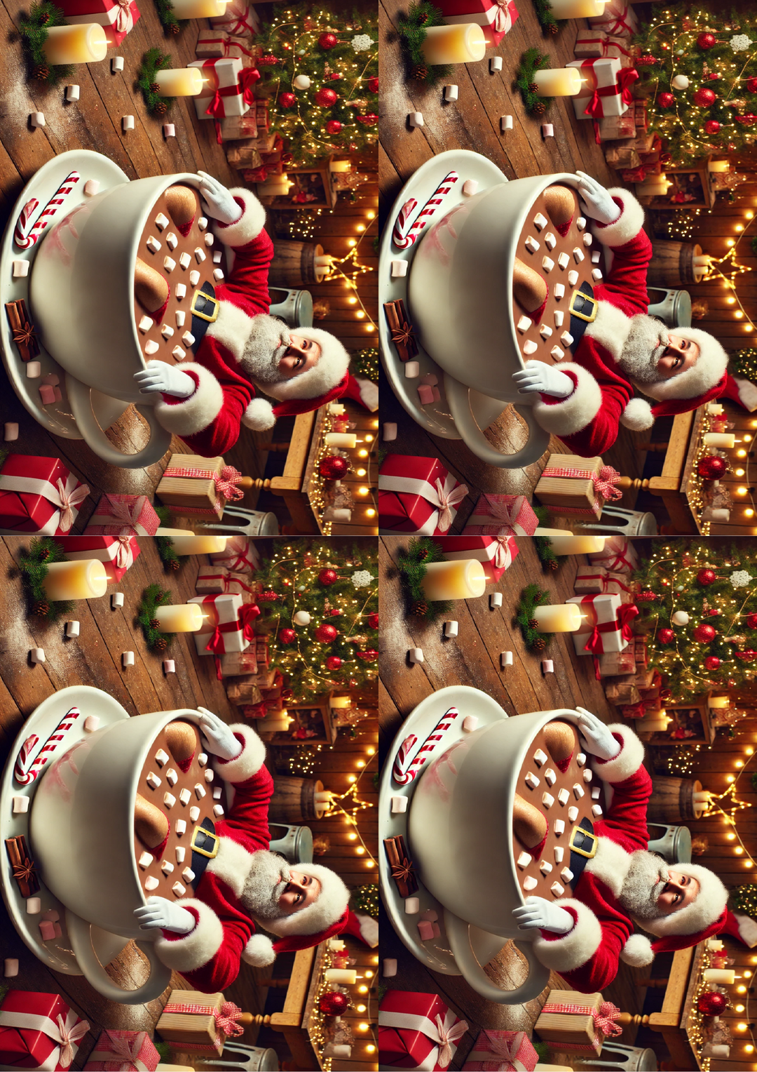 Reispapier für Decoupage Weihnachtsmann in Schokoladencollage Kat. Nr. 1560