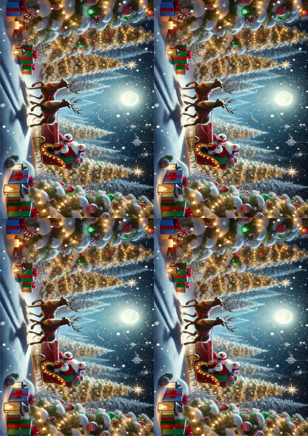 Rice Paper for Decoupage Santa Claus In Christmas Tree Forest Collage Cat. No. 1562