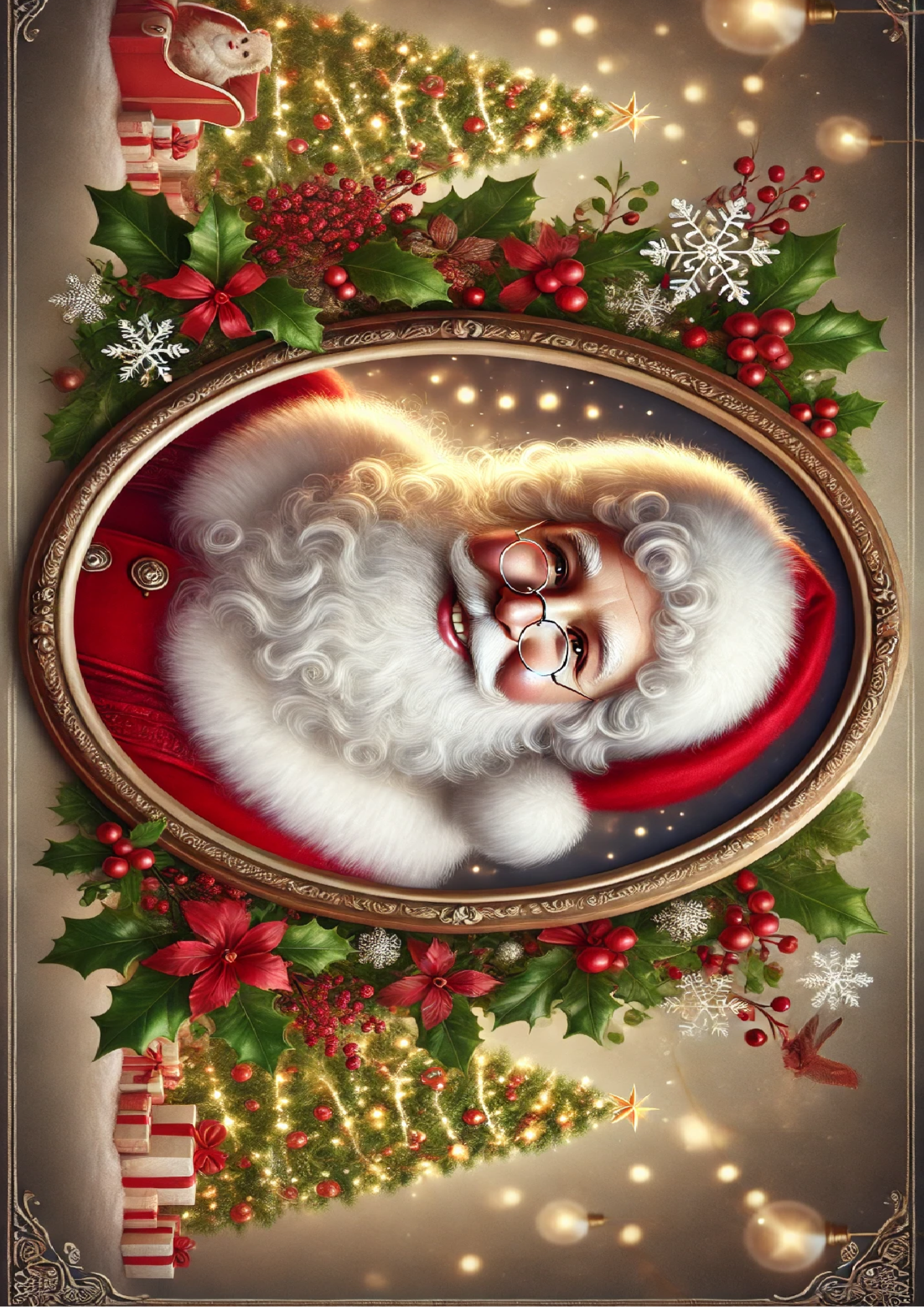 Rice Paper for Decoupage Portrait of Santa Claus In Oval Full Cat. No. 1565