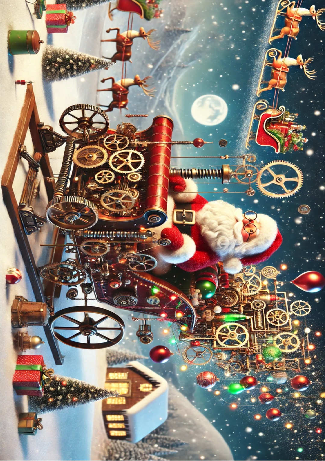 Reispapier für Decoupage Weihnachtsmann im Schlitten Steampunk Full Kat. Nr. 1567
