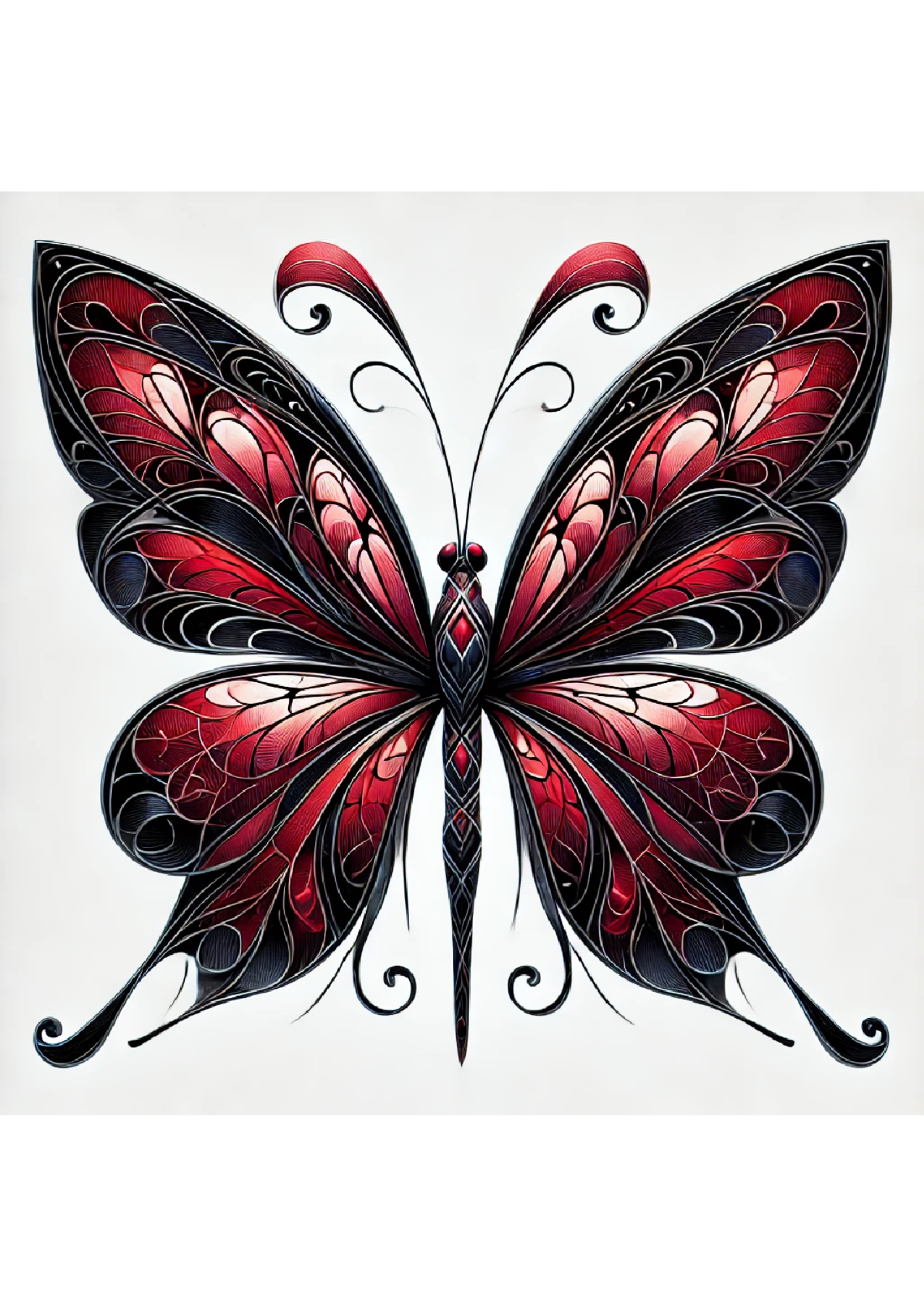 Rice Paper For Decoupage Gothic Style Butterfly With Shades Of Red Full Cat. No. 2384