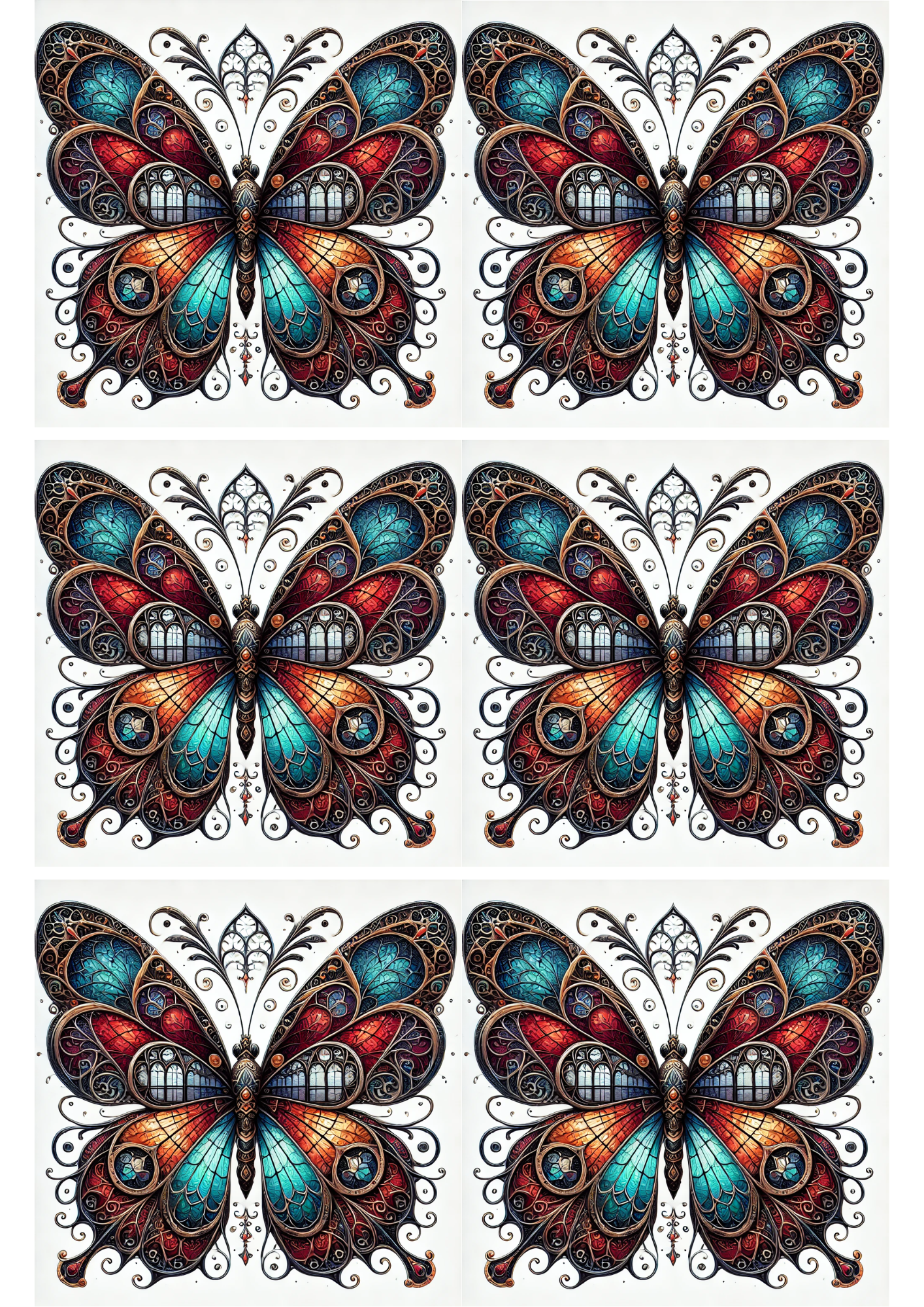 Rice Paper For Decoupage Butterfly In Gothic Style 2 Collage, Cat. No. 2128