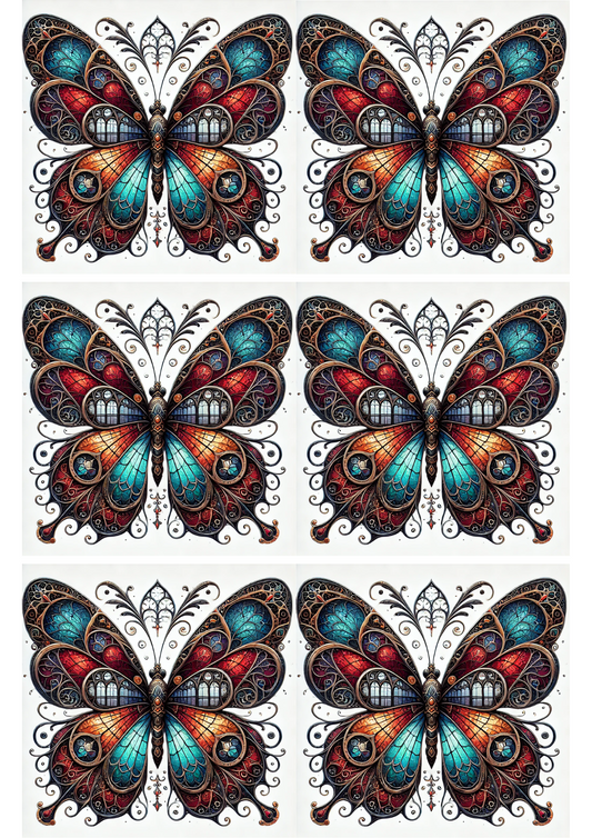 Rice Paper For Decoupage Butterfly In Gothic Style 2 Collage, Cat. No. 2128