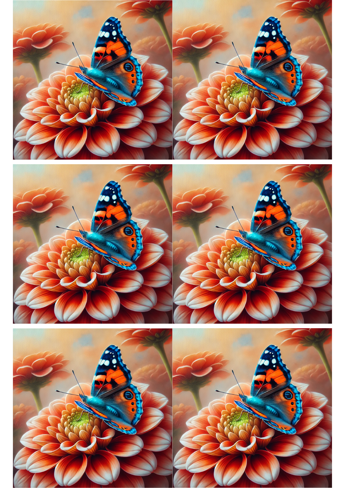 Rice Paper For Decoupage Butterfly On Flower Collage, Cat. No. 2150