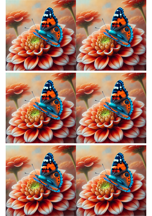 Rice Paper For Decoupage Butterfly On Flower Collage, Cat. No. 2150