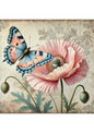 Rice Paper For Decoupage Butterfly and Poppy Shabby Chic Full, Cat. No. 2145