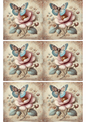 Papier de riz pour découpage Collage Shabby Chic Papillon et Rose, Cat. N° 2146