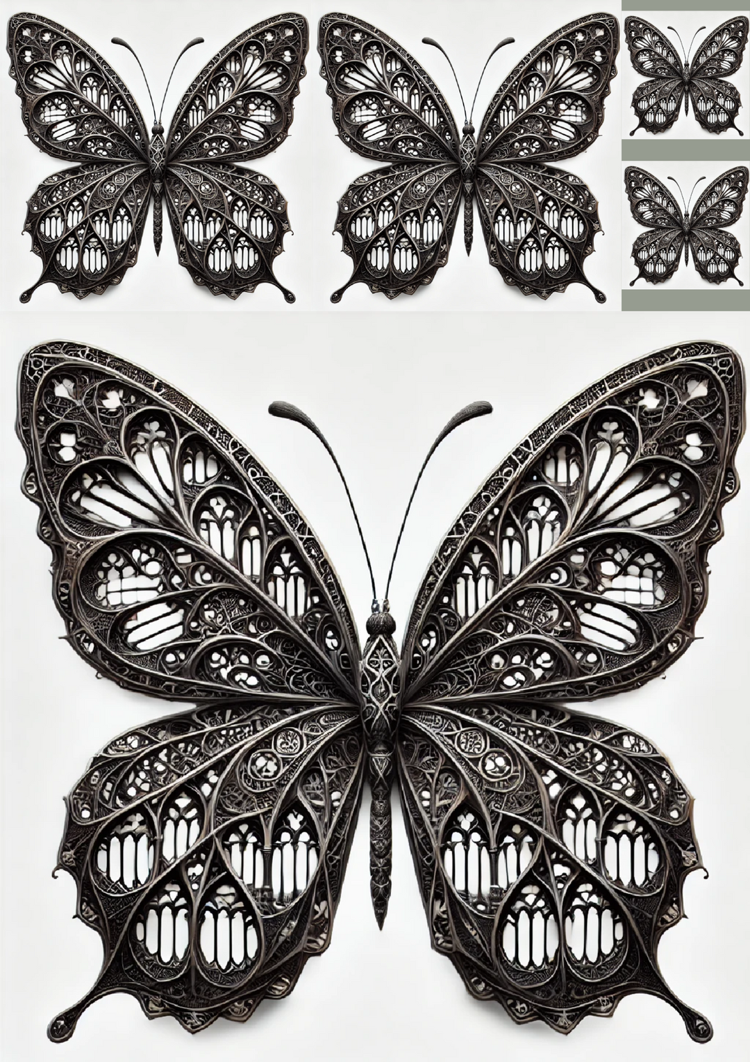 Rice Paper For Decoupage Butterfly In Gothic Style Collage Cat. No. 1206