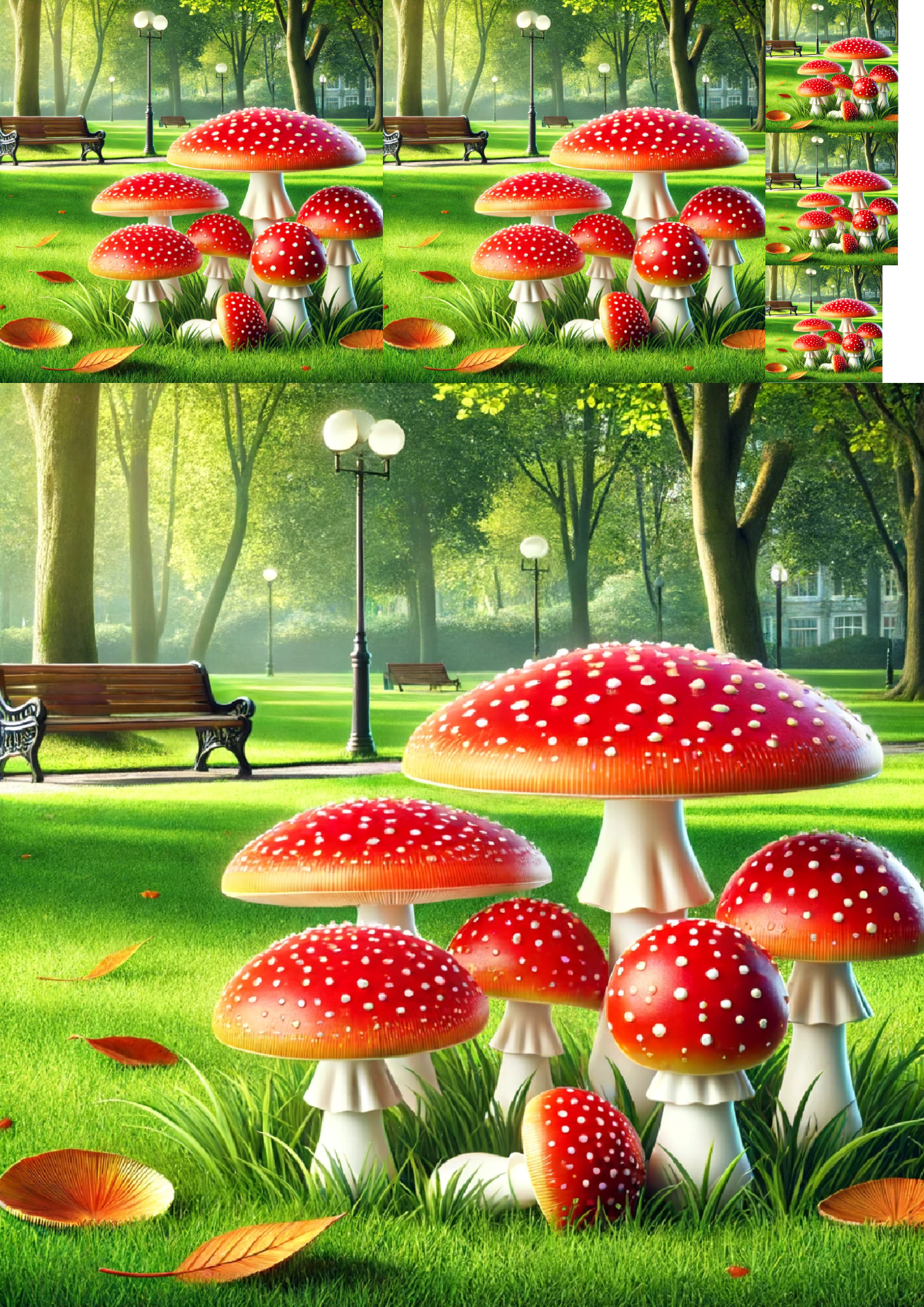 Rice Paper For Decoupage Toadstools In The Park Collage Cat. No. 1218