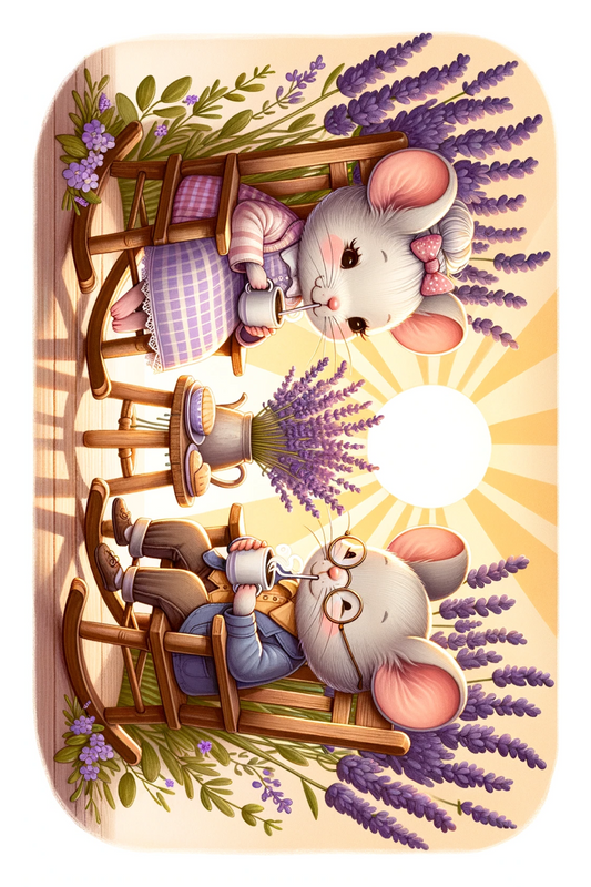 Rice Paper for Decoupage Grandma and Grandpa Mouse in Lavender Full Cat. No. 208