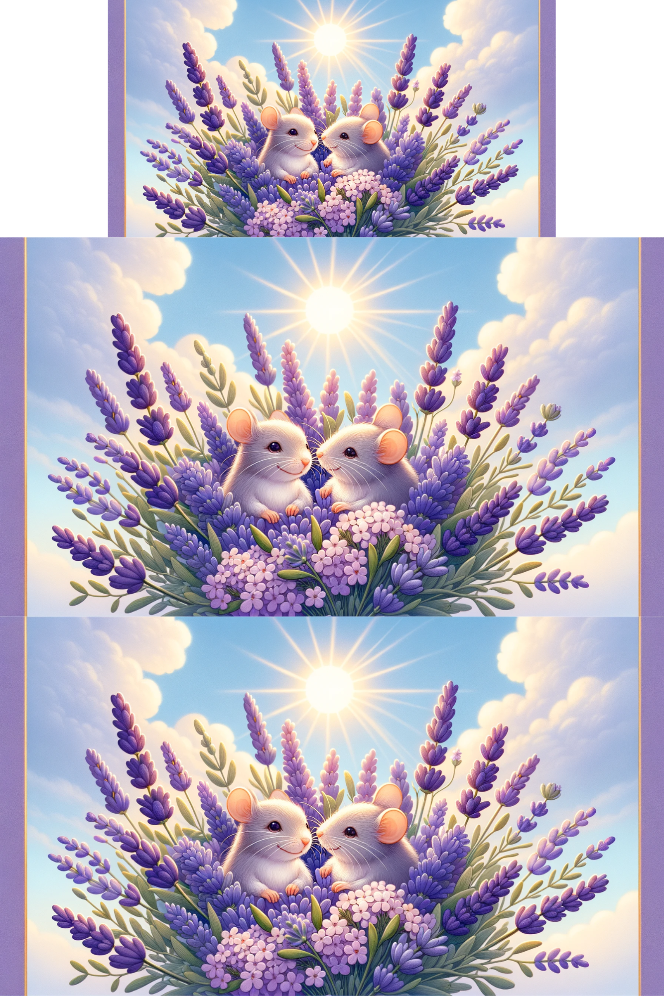 Rice Paper For Decoupage Mice In Lavender Collage Cat. No. 213