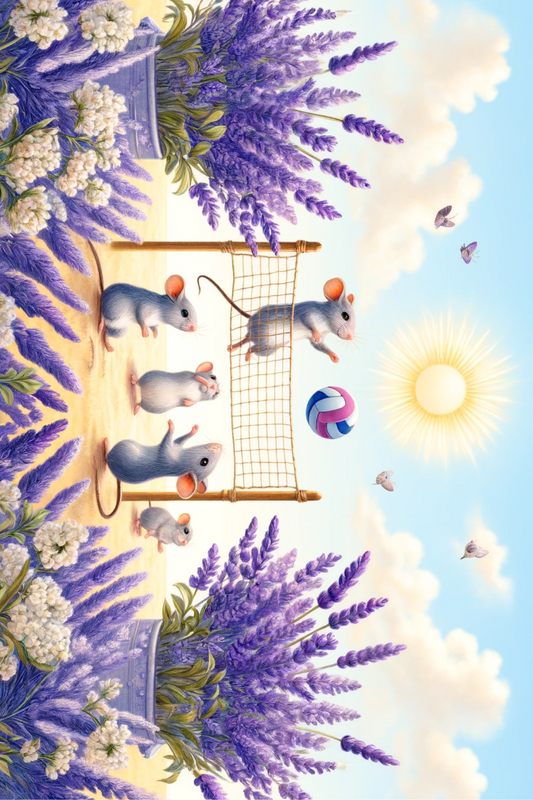 Rice Paper For Decoupage Mice In Lavender Play Volleyball Full Cat. No. 216