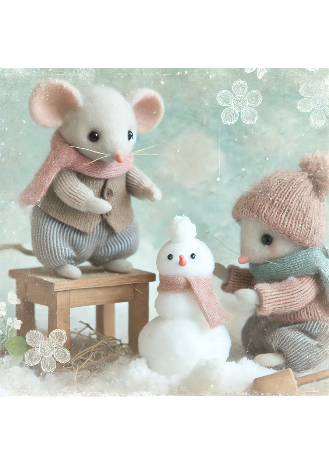 Reispapier für Decoupage-Mäuse, die einen Schneemann basteln, volle Kat.-Nr. 2878