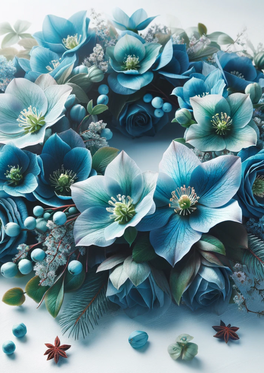 Rice Paper For Decoupage Blue Hellebores Full Cat No. 1042