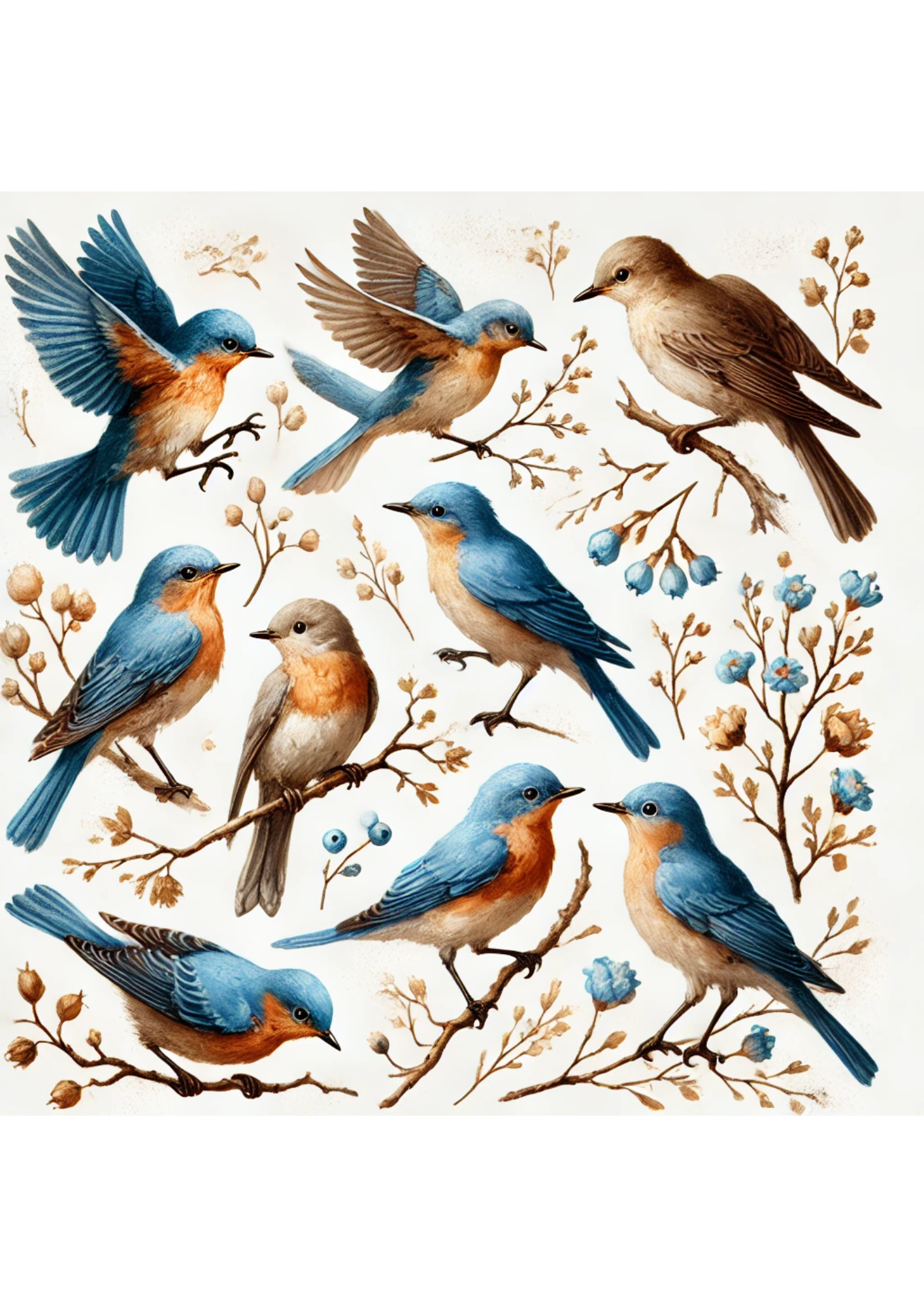 Rice Paper For Decoupage Blue Birds Full Cat. No. 3064