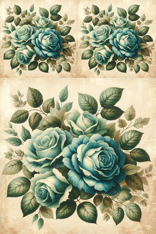 Papel de Arroz para Decoupage Rosas Azules Vintage Cat. No. 22