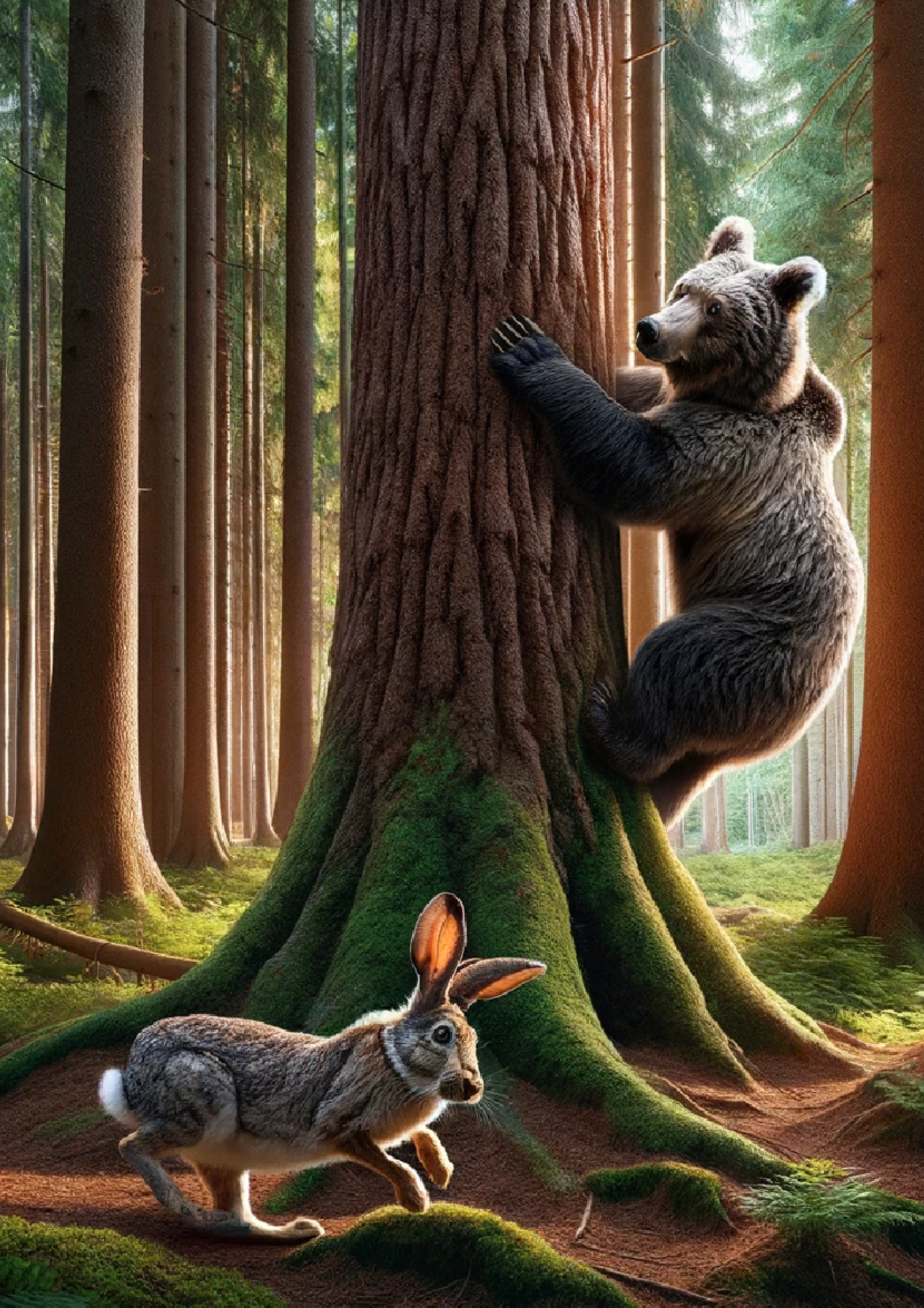 Rice Paper For Decoupage The Bear Runs Away from the Hare Full Cat No. 1123