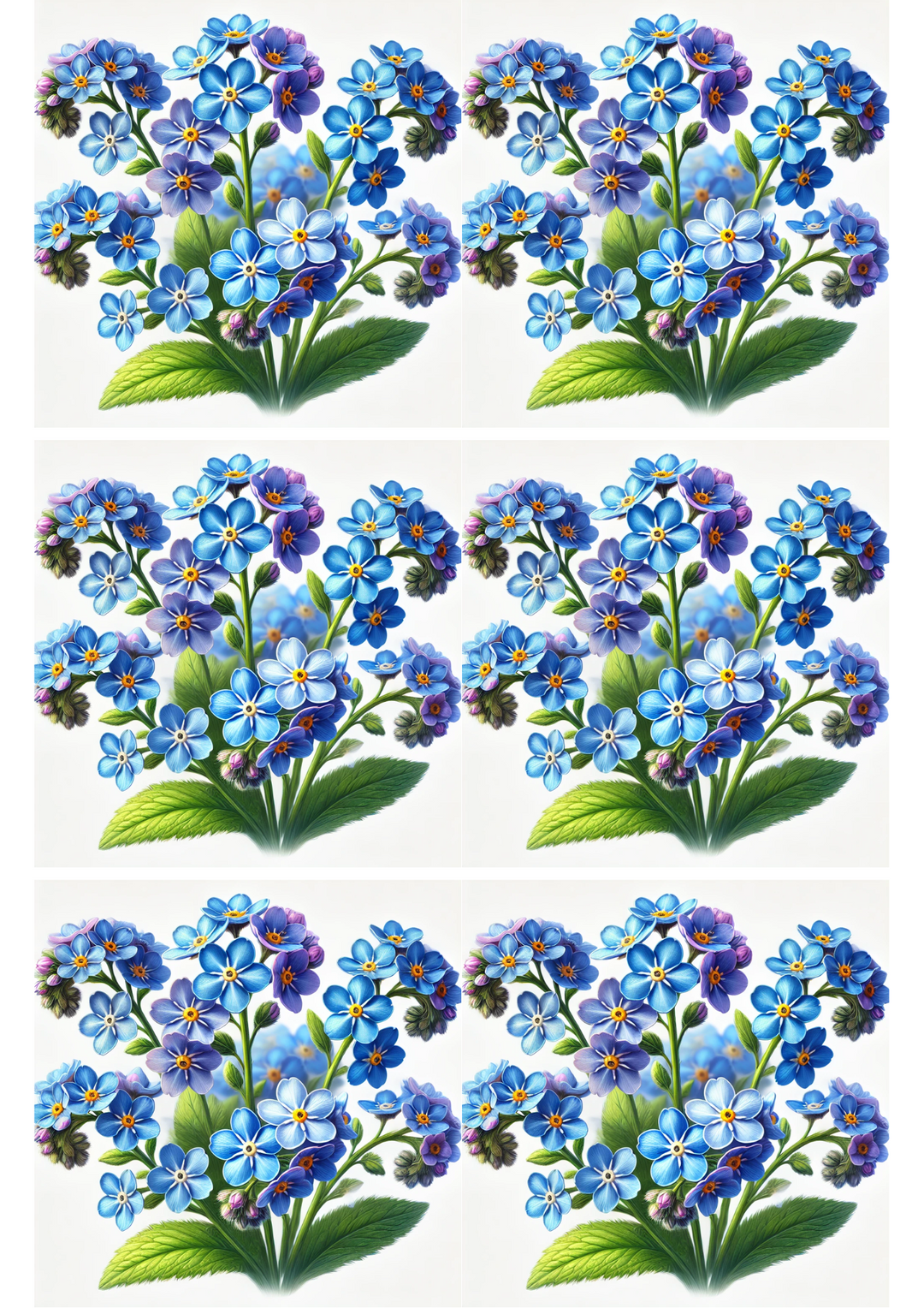 Rice Paper For Decoupage Forget-me-nots 3 Collage, Cat. No. 2178