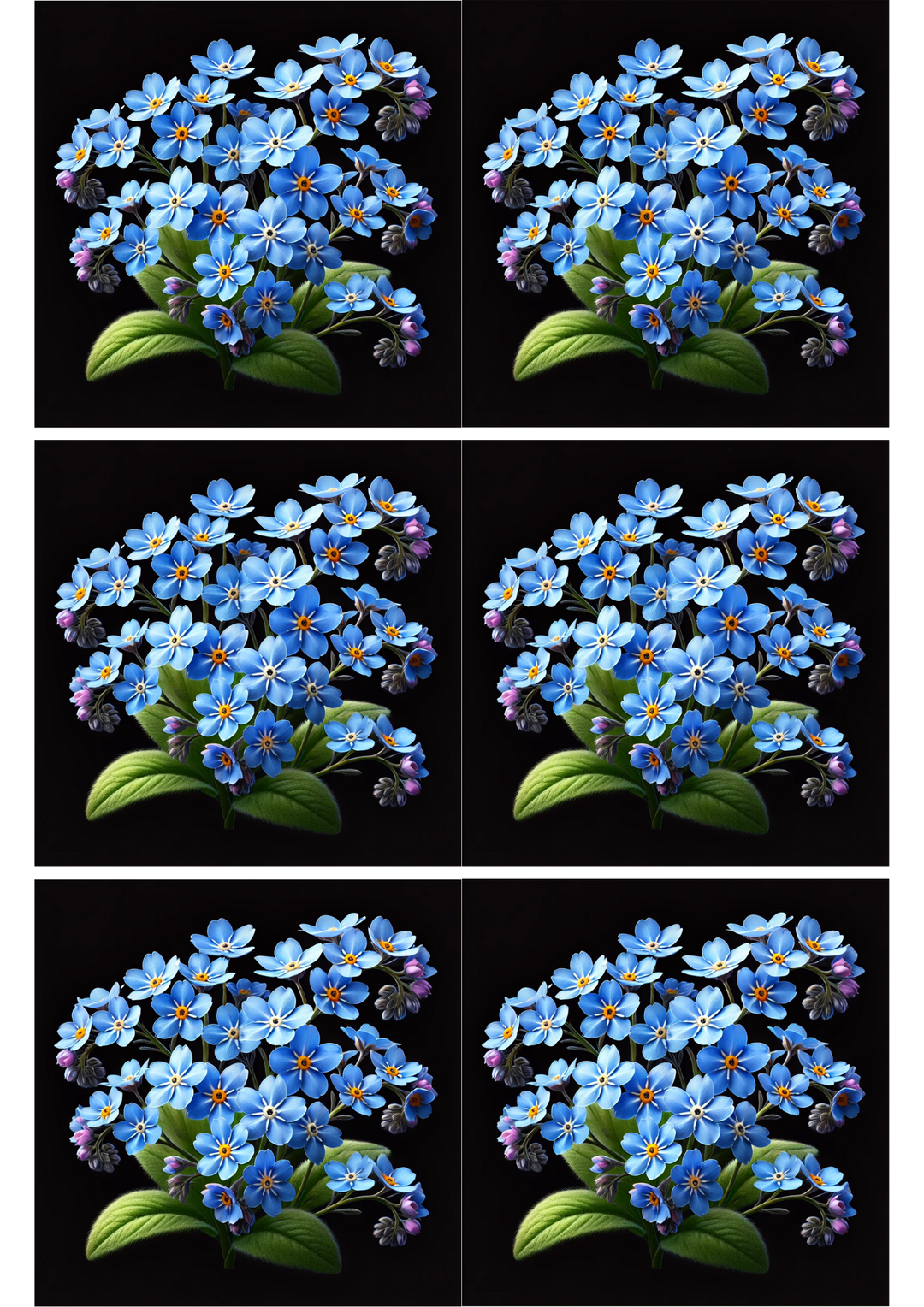 Rice Paper For Decoupage Forget-me-nots 2 Collage, Cat. No. 2176