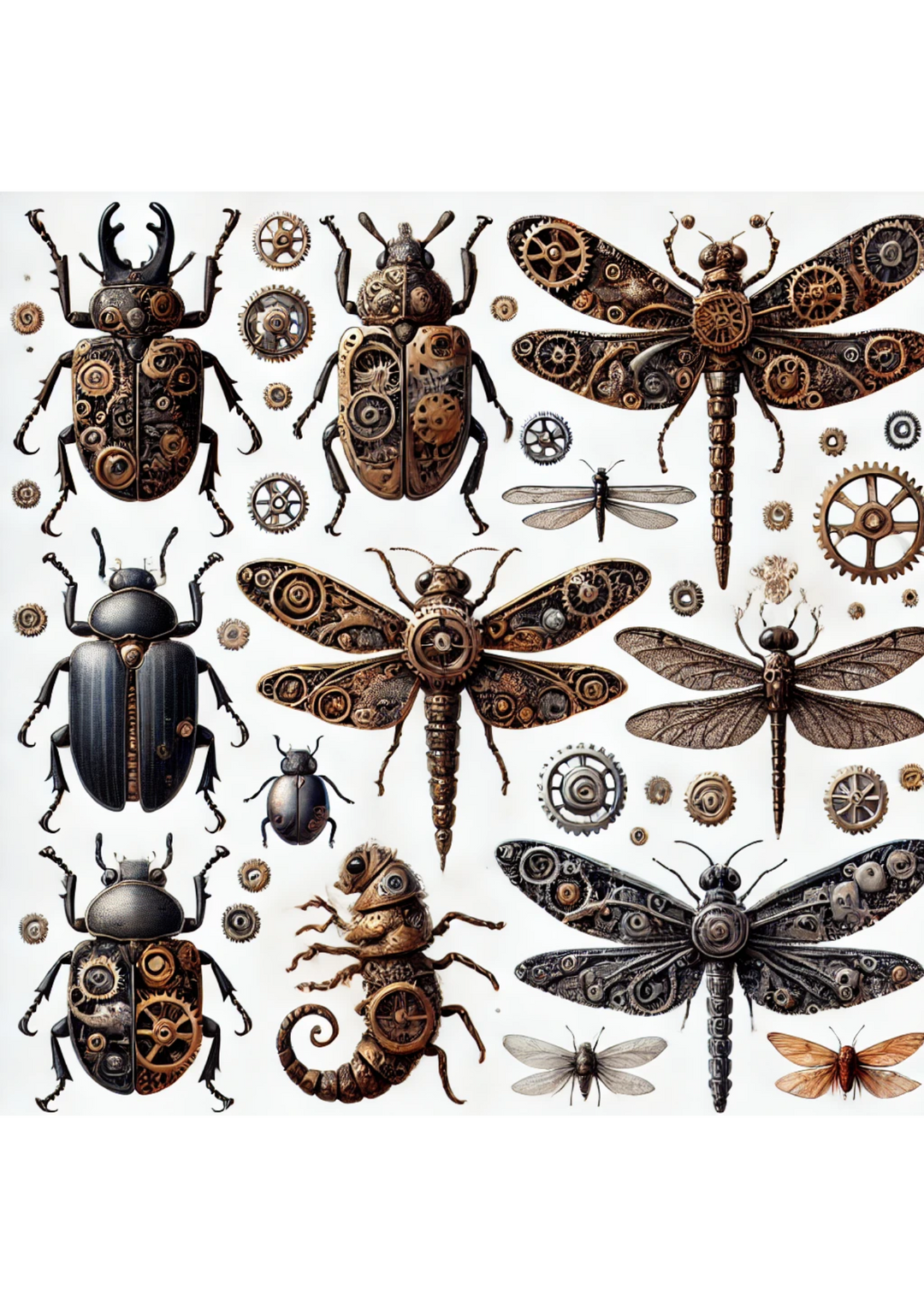 Reispapier für Decoupage Insekten Steampunk Full Kat. Nr. 3086