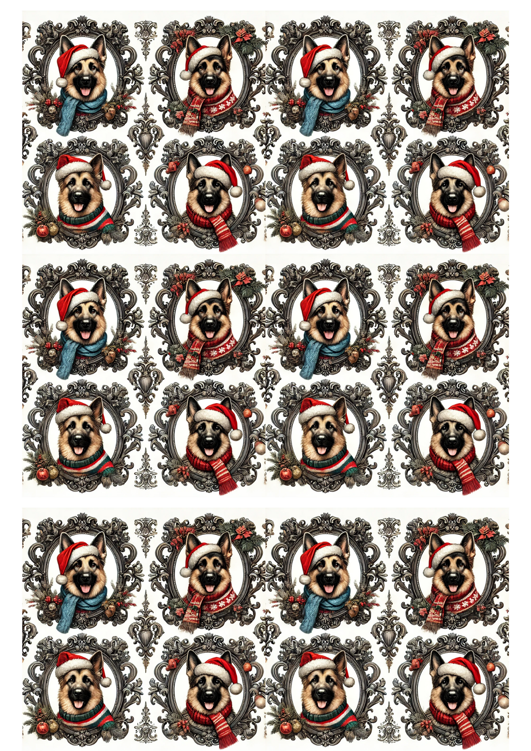 Rice Paper For Decoupage Sheepdog In Baroque Style Collage Cat. No. 3087