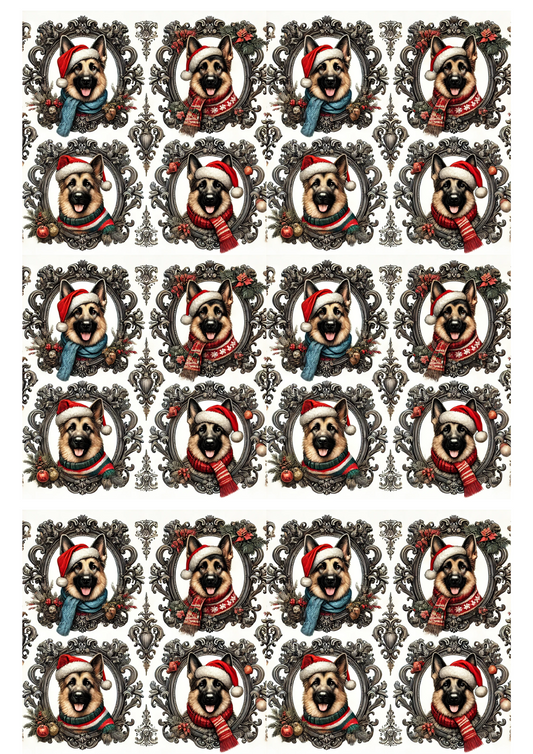 Rice Paper For Decoupage Sheepdog In Baroque Style Collage Cat. No. 3087