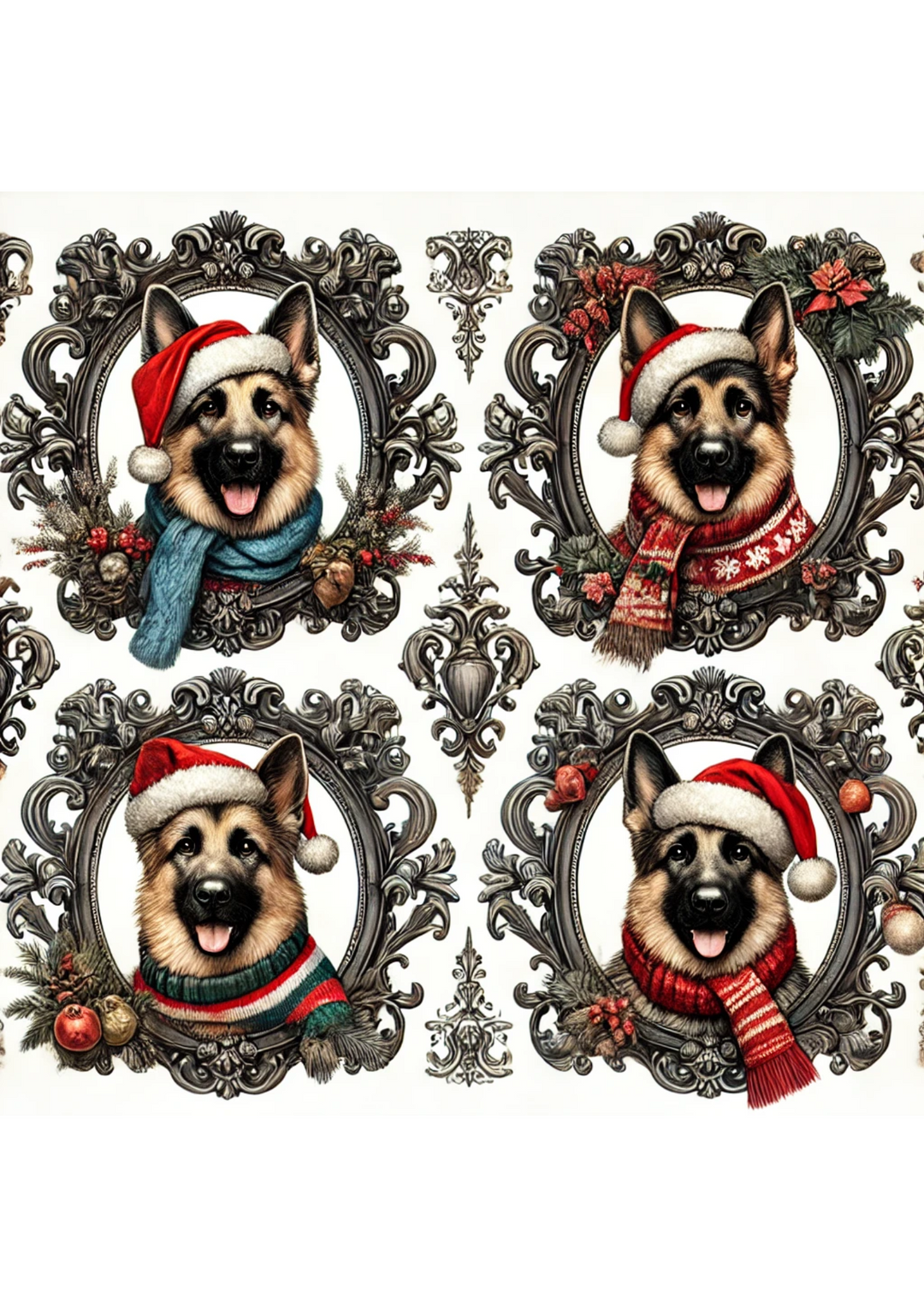 Reispapier für Decoupage-Schäferhund im Barockstil, vollständige Kat.-Nr. 3088