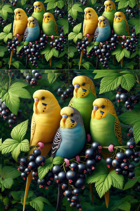 Rice Paper For Decoupage Budgies On Black Currant Cat No. 243