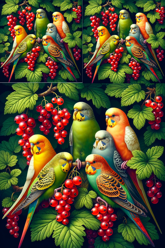Rice Paper for Decoupage Budgies on Red Currant Cat No. 245