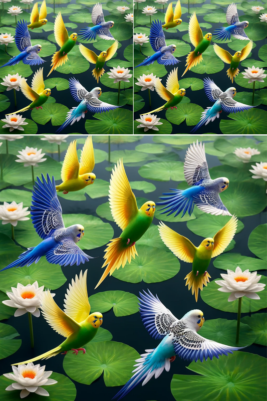Rice Paper for Decoupage Budgerigars and Nanufars Cat. No. 250