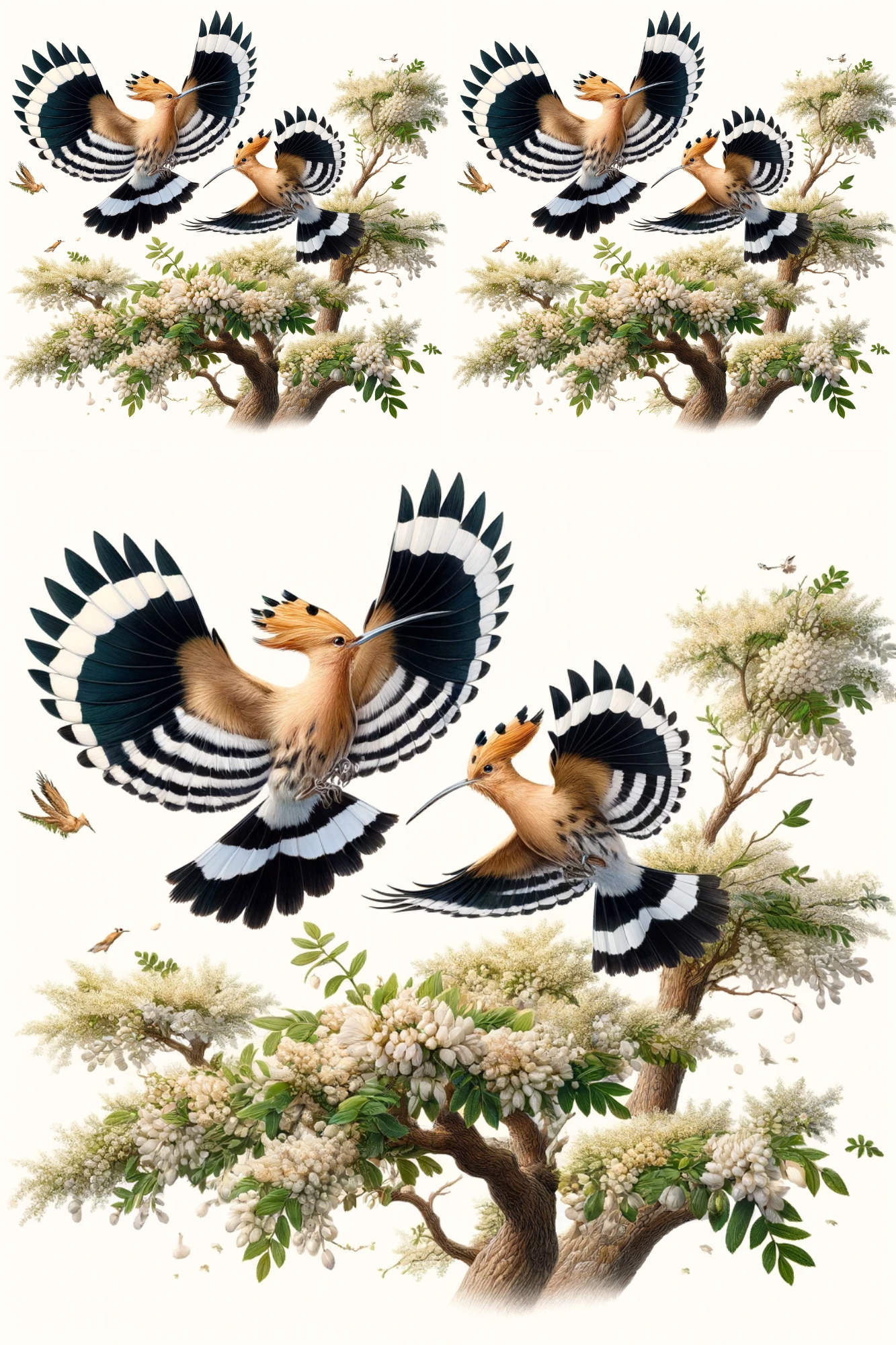 Rice paper for decoupage A pair of hoopoes on Acacia, Cat. No. 253