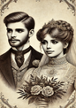 Rice Paper for Decoupage Bride And Groom In Victorian Style Full Cat. No. 1450