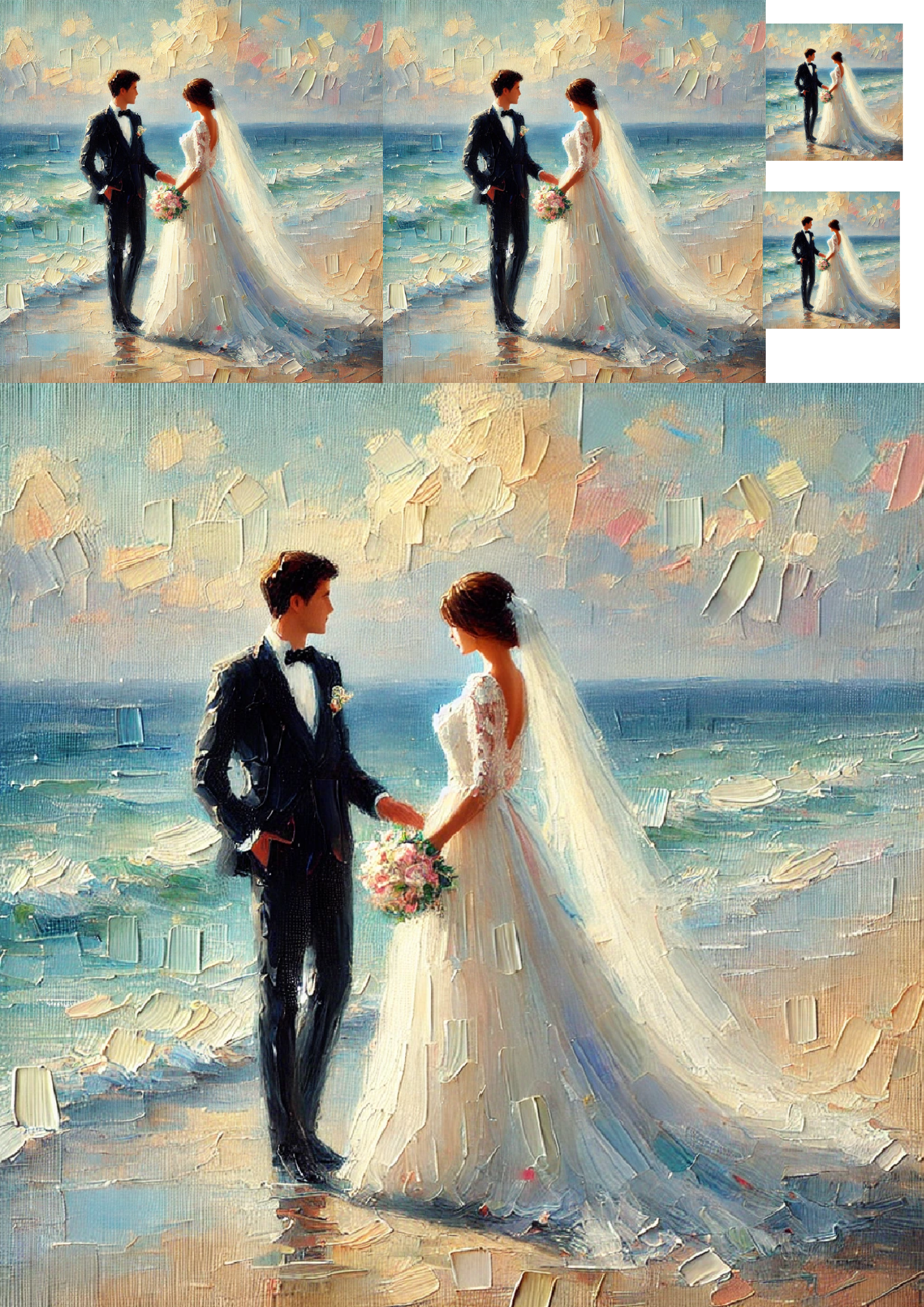 Rice Paper for Decoupage Marriage by the Sea Collage Cat. No. 1365