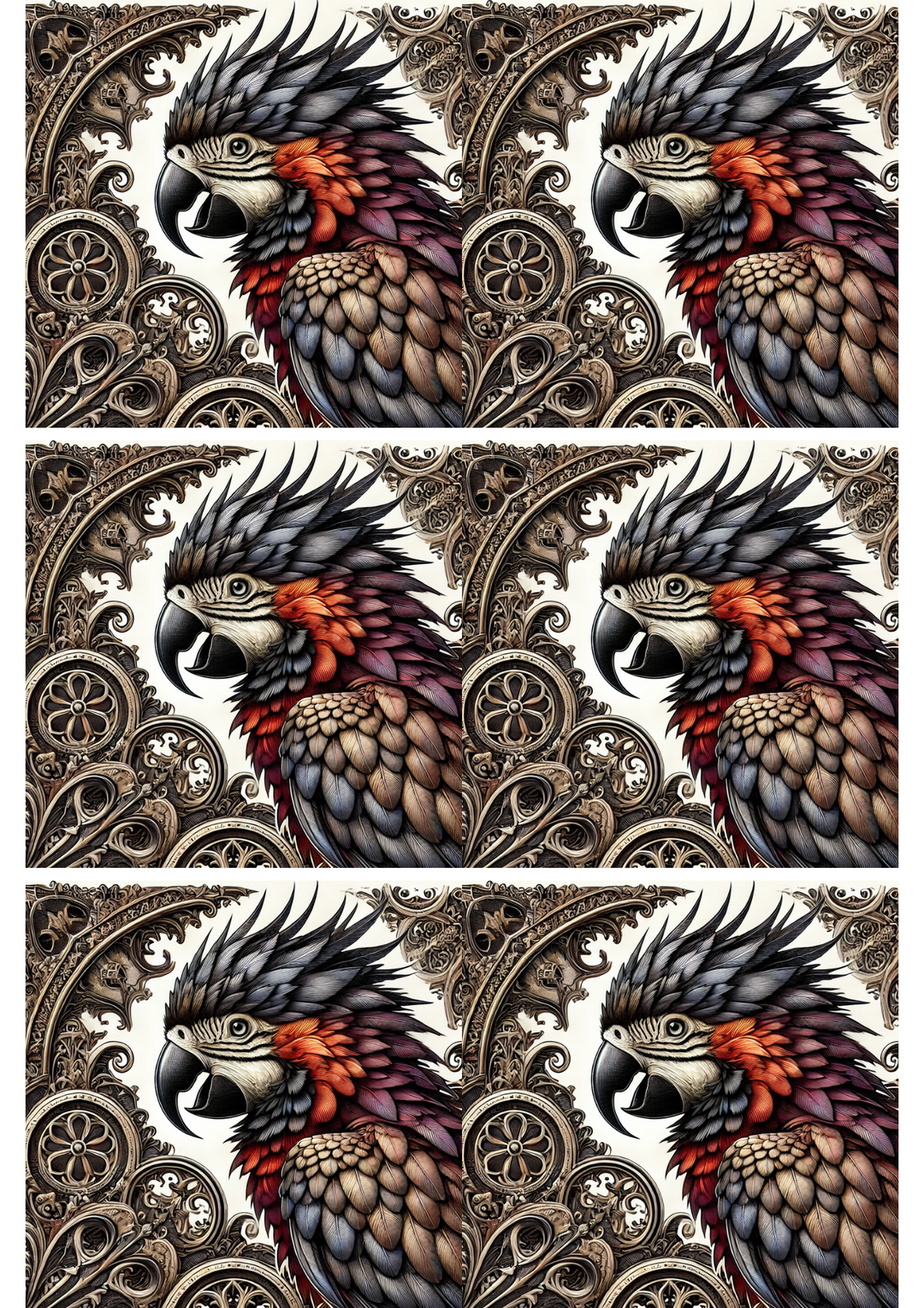 Rice Paper For Decoupage Gothic Style Parrot Collage Cat. No. 2212